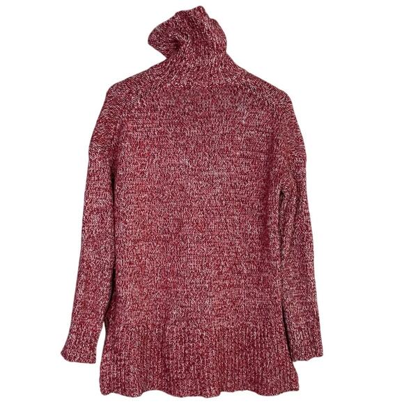 J.Crew Oversized Wool Blend Chunky Cable Knit Turtleneck High Low Sweater S Red - Picture 5 of 15